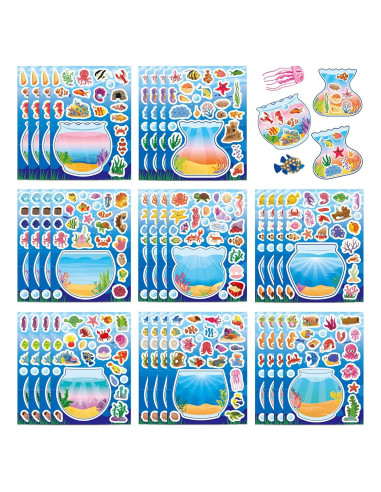 32 Hojas de Stickers de Animales Marinos Onsioesd - Manualidades Verano