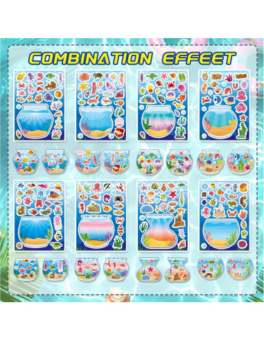 32 Hojas de Stickers de Animales Marinos Onsioesd - Manualidades Verano