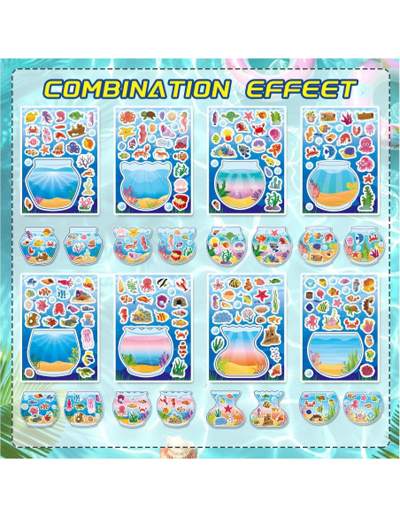 32 Hojas de Stickers de Animales Marinos Onsioesd - Manualidades Verano