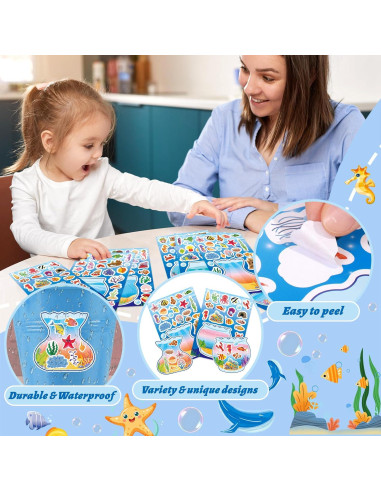 32 Hojas de Stickers de Animales Marinos Onsioesd - Manualidades Verano