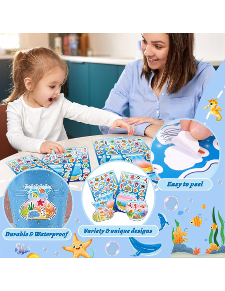 32 Hojas de Stickers de Animales Marinos Onsioesd - Manualidades Verano