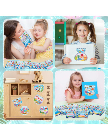 32 Hojas de Stickers de Animales Marinos Onsioesd - Manualidades Verano