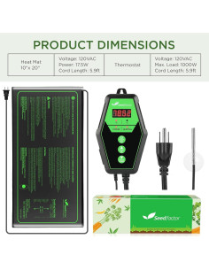 Conjunto de Termostato Digital y Almohadilla Térmica Seedfactor 10x20 cm 2