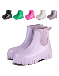 Botas de Lluvia para Mujeres Goma Antideslizantes Rosa 38.5