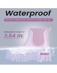 Botas de Lluvia para Mujeres Goma Antideslizantes Rosa 38.5 2