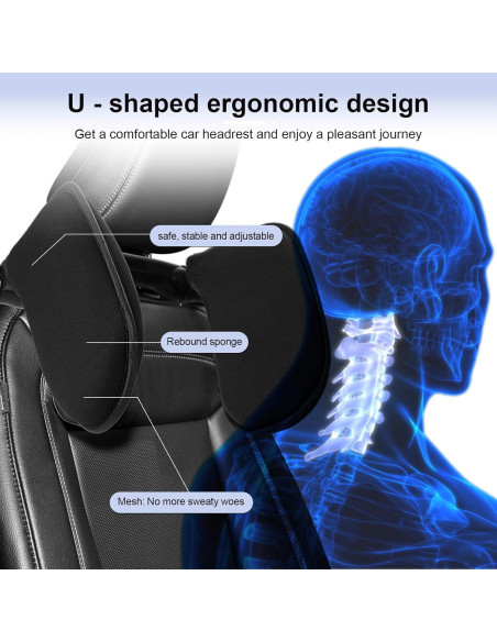 Almohada Reposacabezas Ajustable BBTO para Coche - Soporte 360