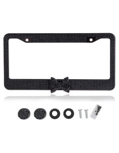 Marco de Placa de Licencia Brillante Bling Dynasty Negro