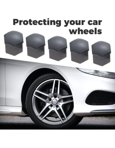 Tapas de Tuerca de Rueda Mtsooning 21 Pcs 2.11x2.51 cm Negro