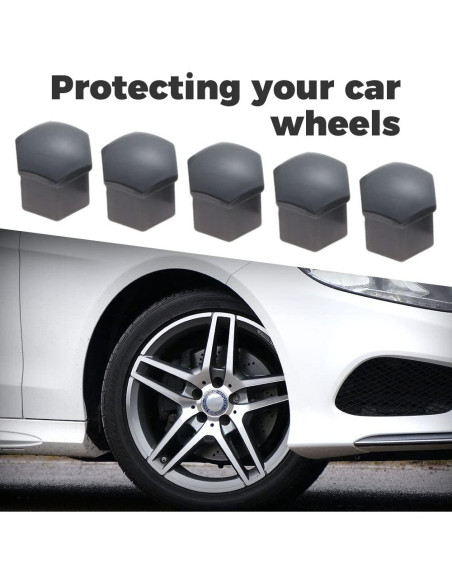 Tapas de Tuerca de Rueda Mtsooning 21 Pcs 2.11x2.51 cm Negro