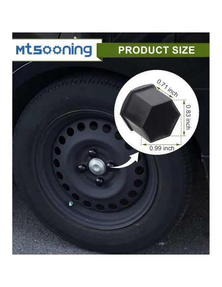 Tapas de Tuerca de Rueda Mtsooning 21 Pcs 2.11x2.51 cm Negro