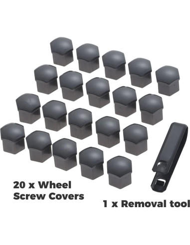 Tapas de Tuerca de Rueda Mtsooning 21 Pcs 2.11x2.51 cm Negro