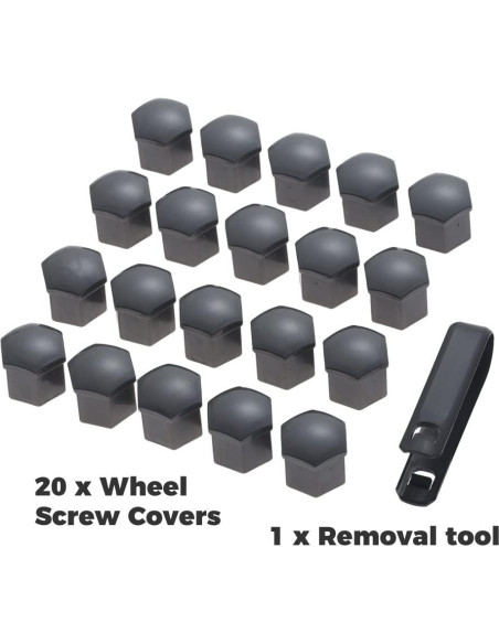 Tapas de Tuerca de Rueda Mtsooning 21 Pcs 2.11x2.51 cm Negro