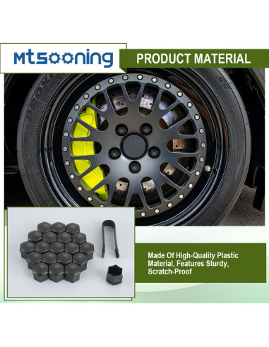 Tapas de Tuerca de Rueda Mtsooning 21 Pcs 2.11x2.51 cm Negro