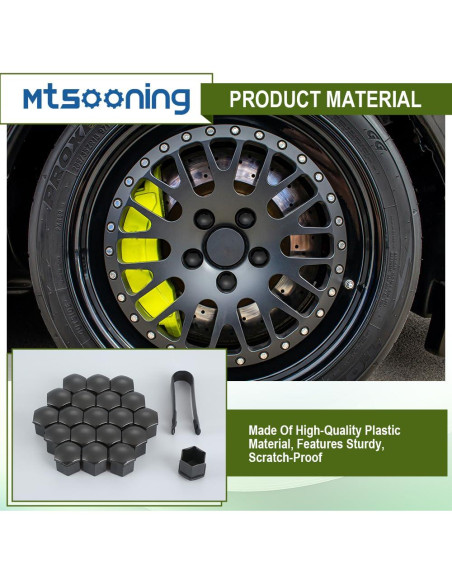 Tapas de Tuerca de Rueda Mtsooning 21 Pcs 2.11x2.51 cm Negro