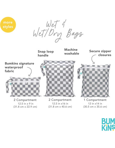 Bumkins Bolsa Impermeable Grande Reutilizable 2pk Rayas Grises y Verdes