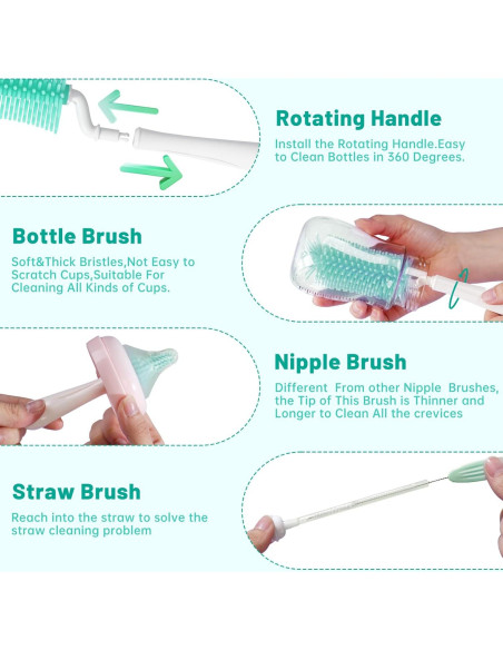 Kit de limpieza de biberones Koumolar 6 piezas verde