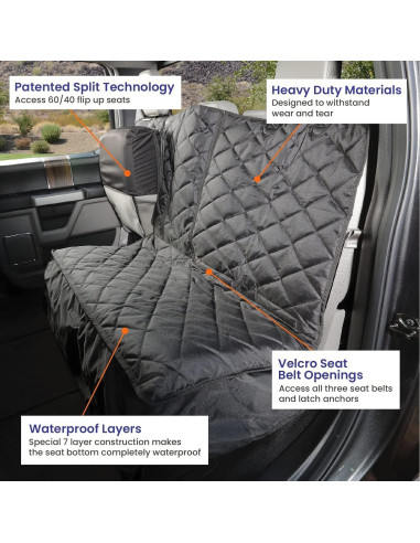 Cubierta de Asiento para Perros 4Knines - Lado Pasajero Negro