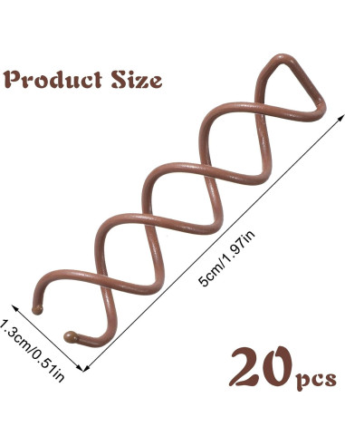 20 Pasadores de Cabello en Espiral Molain - Color Marrón