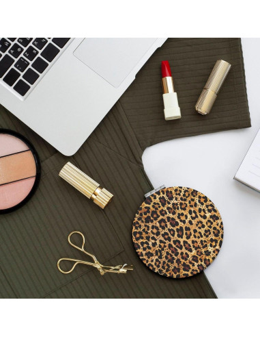 Espejo de Viaje Plegable Keluki Doble Cara 6.6 cm Leopardo