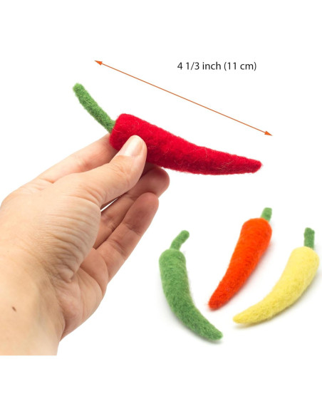 Set de Juguetes Interactivos para Gato Glaciart One - 4 Pcs de Pimientos de Lana con Hierba Gatera