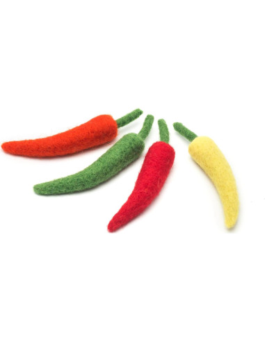 Set de Juguetes Interactivos para Gato Glaciart One - 4 Pcs de Pimientos de Lana con Hierba Gatera