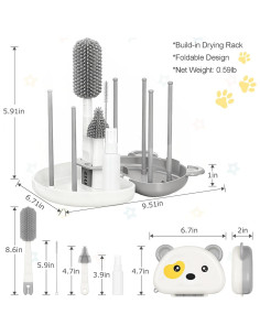 Kit de Limpiador de Biberones CandyHome 7 en 1 Gris 2