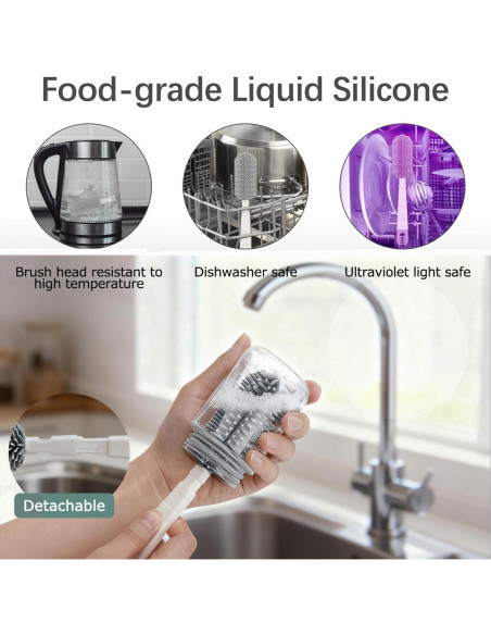 Kit de Limpiador de Biberones CandyHome 7 en 1 Gris