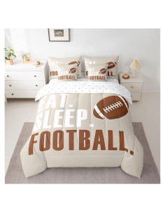 Juego de Edredón Feelyou Fútbol Individual 7 Piezas Beige