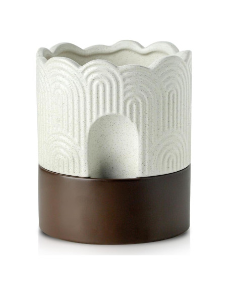 Maceta Autorriego Nihow 15 cm Cerámica Beige y Marrón