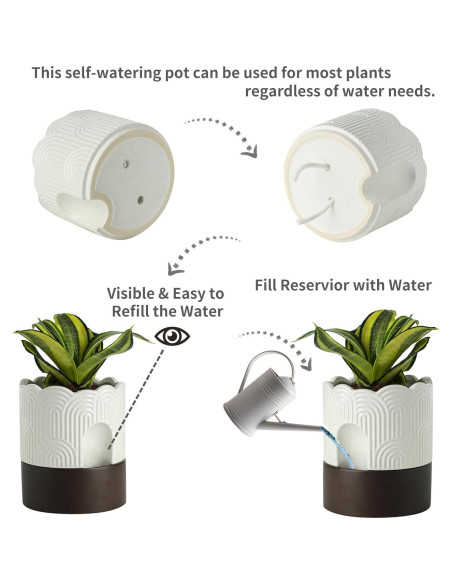 Maceta Autorriego Nihow 15 cm Cerámica Beige y Marrón