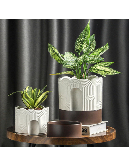 Maceta Autorriego Nihow 15 cm Cerámica Beige y Marrón