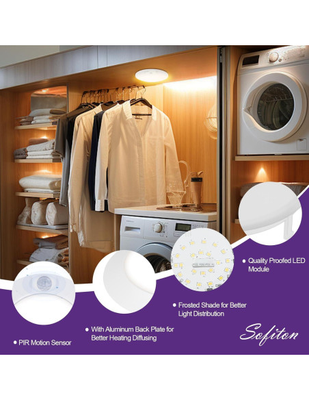 Luz de Techo LED Sofiton 10W con Sensor de Movimiento 4"