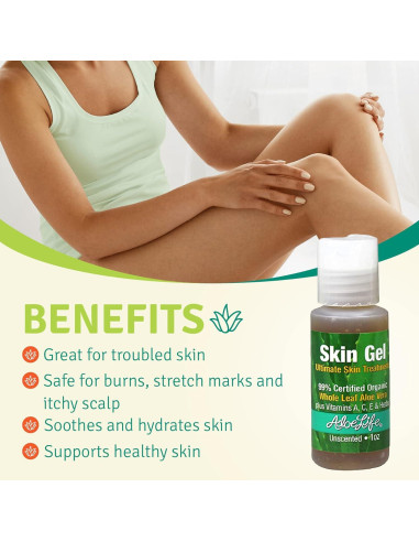 Gel de Piel Aloe Life 99% Aloe Vera Orgánico 28.35g Sin Fragancia