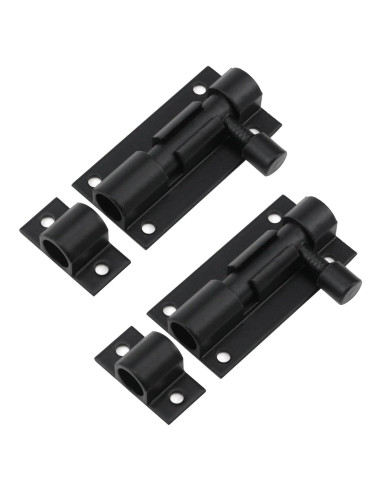 Pestillo Deslizante Bitray 2 Piezas Negro Mate 5.08 cm