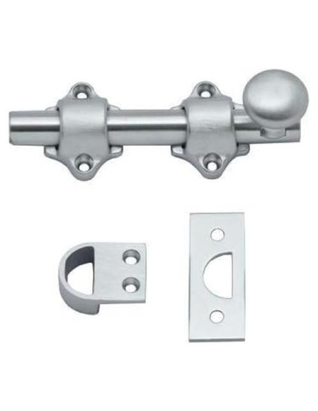 Cerrojo de Puerta Holandesa QCAA 10.16 cm Latón Macizo Cromo Satinado