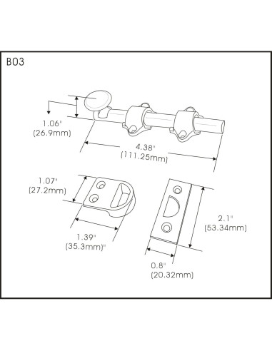 Cerrojo de Puerta Holandesa QCAA 10.16 cm Latón Macizo Cromo Satinado