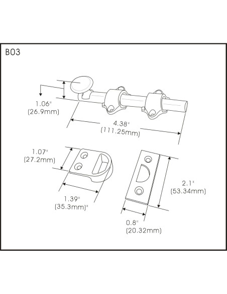 Cerrojo de Puerta Holandesa QCAA 10.16 cm Latón Macizo Cromo Satinado