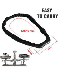 Candado de Cadena Antirrobo Mbeysaq XR2S3S 1.43m Combinación 2