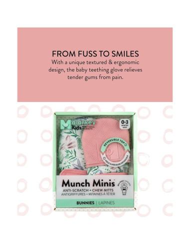 Mitones de Dentición Malarkey Kids Rosa Claro - Paquete de 2