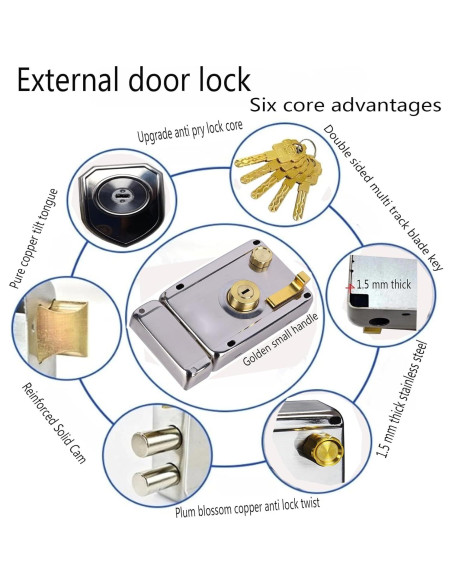 Cerradura de Pestillo Vertical FARFELLNY con Llave - 132x85mm