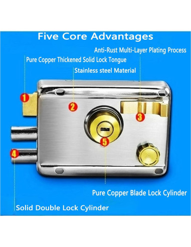 Cerradura de Pestillo Vertical FARFELLNY con Llave - 132x85mm