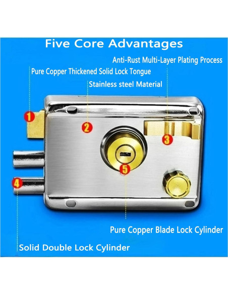 Cerradura de Pestillo Vertical FARFELLNY con Llave - 132x85mm