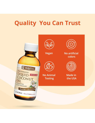 Aceite de Coco Líquido Fraccionado De La Cruz 59 ML - Hidratante Piel y Cabello