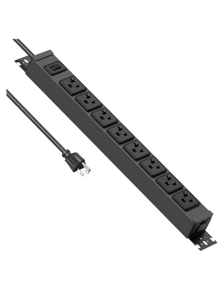 Regleta de Potencia JUNNUJ 20A 1200J Metal 8 Salidas Montada Pared