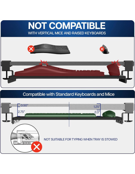 Bandeja deslizante para teclado VIVO MOUNT-KB05O 68.6 cm bambú