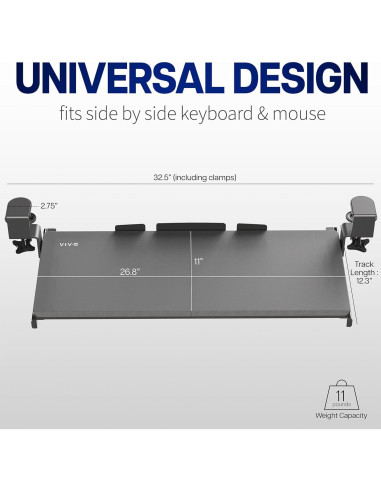 Bandeja deslizante para teclado VIVO MOUNT-KB05O 68.6 cm bambú