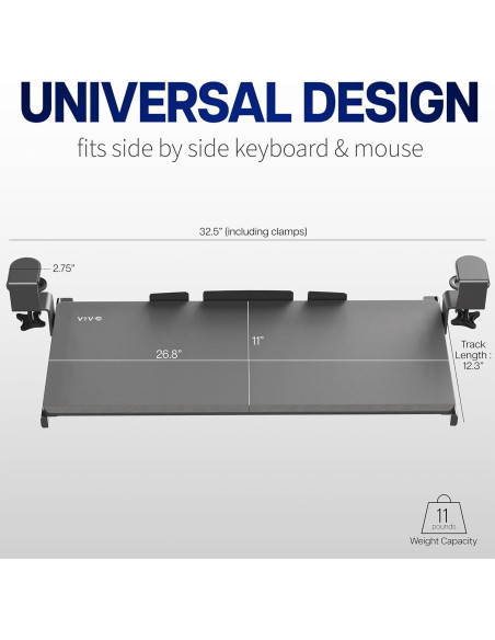 Bandeja deslizante para teclado VIVO MOUNT-KB05O 68.6 cm bambú