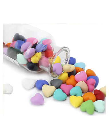 40 Perlas de Silicona Corazón Qusmeiyici Multicolor para Manualidades