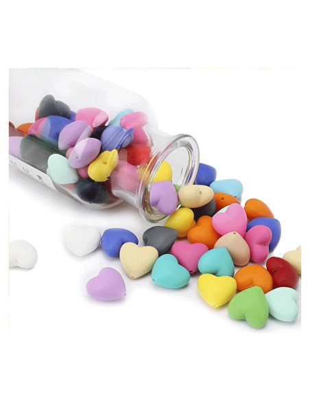 40 Perlas de Silicona Corazón Qusmeiyici Multicolor para Manualidades