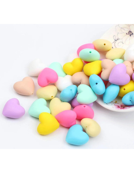 40 Perlas de Silicona Corazón Qusmeiyici Multicolor para Manualidades